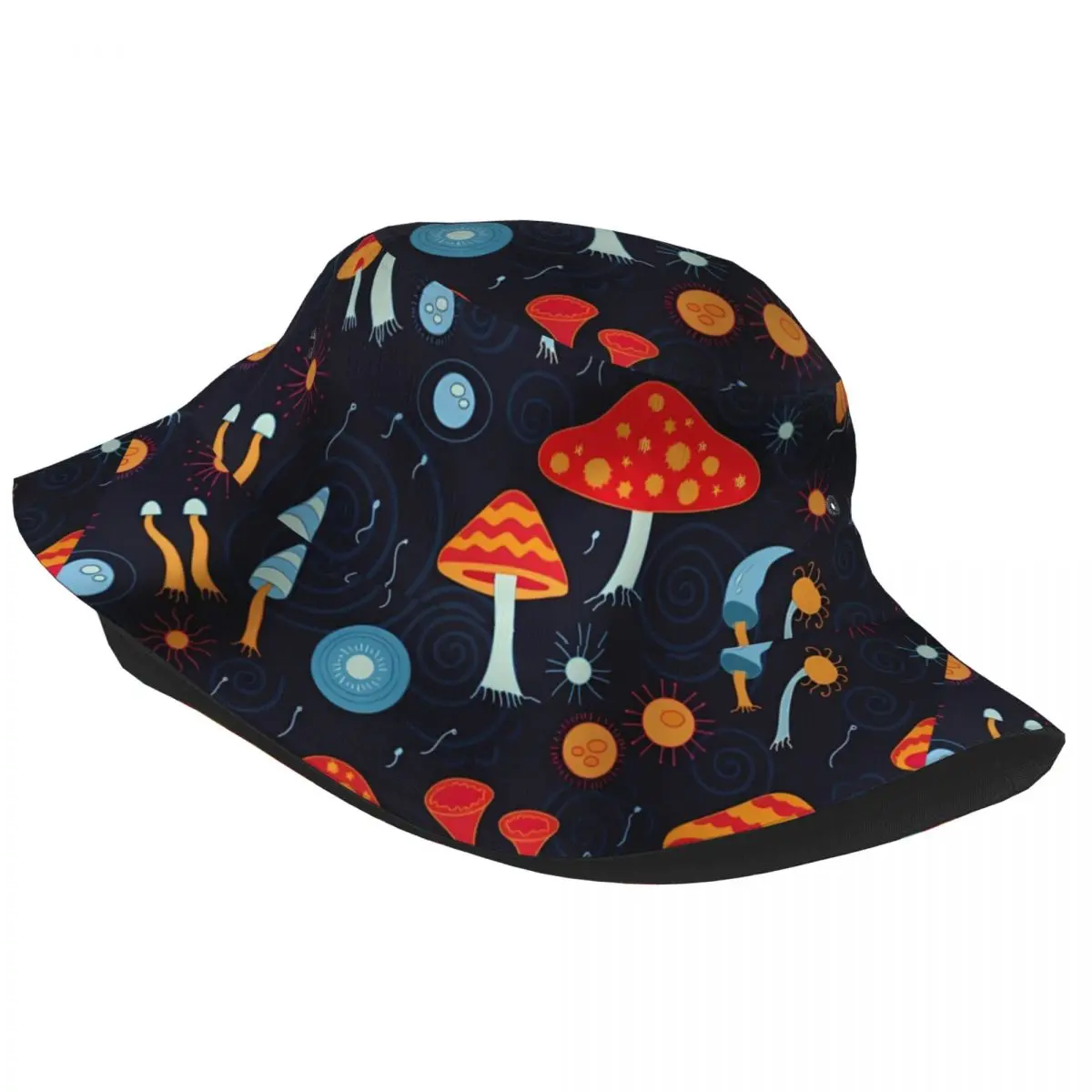 Psychedelic Mushroom Bucket Hat Color Desgin Streetwear Fisherman Caps Portable Travel Hiking Visor Hats For Women Graphic Cap