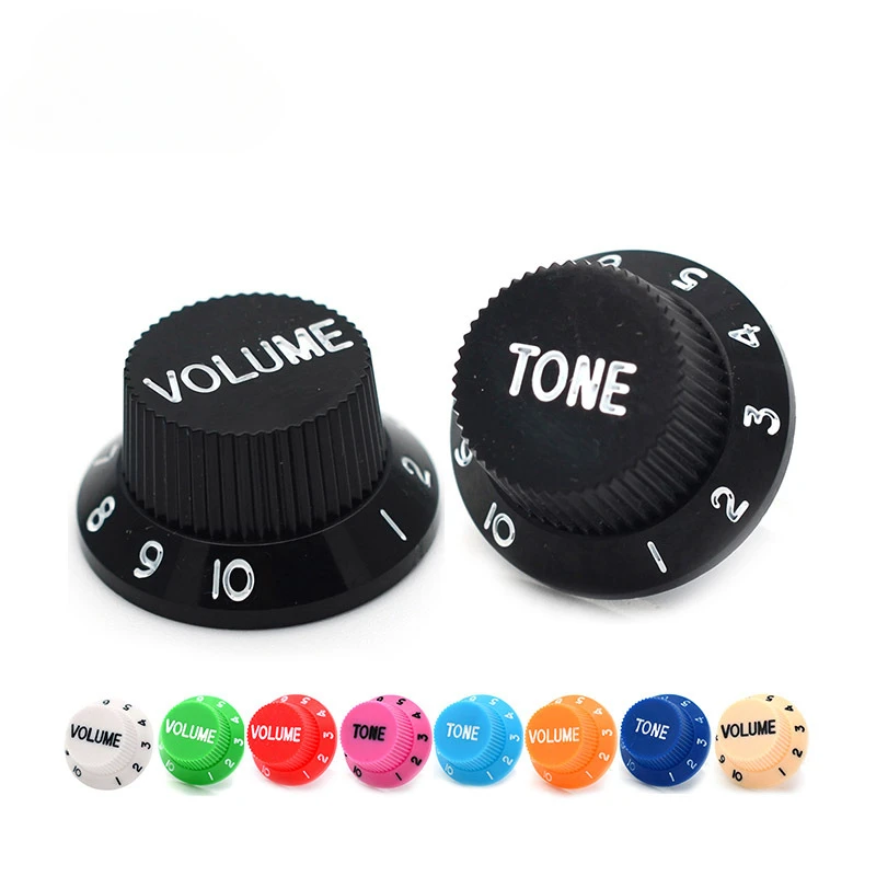 Black Plastic 1-Volume 2-Tone Control Knob For Electric Guitar Pickup