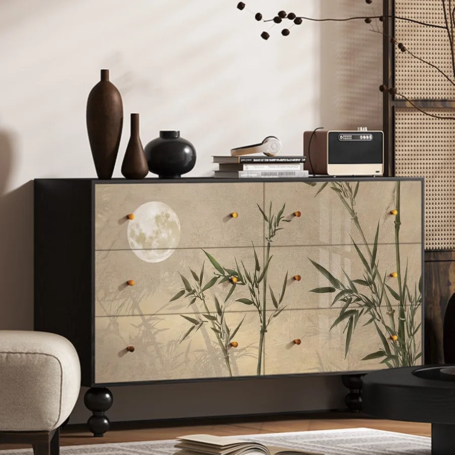 LTT New Chinese-style medieval solid wood six-chest cabinet, living room entrance storage locker
