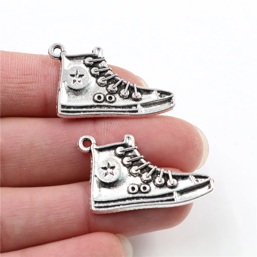 32x20mm 10pcs Antique Silver Plated Shoe Handmade Charms Pendant:DIY for bracelet necklace-P6-34