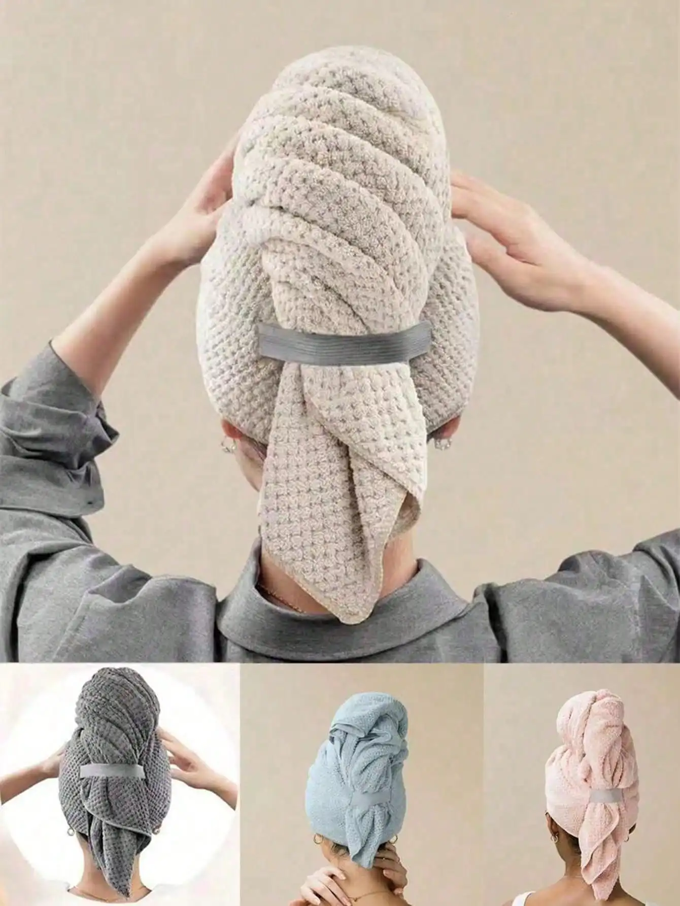 

Очень большое впитывающее полотенце-тюрбан из микрофибры для сушки влажных волос