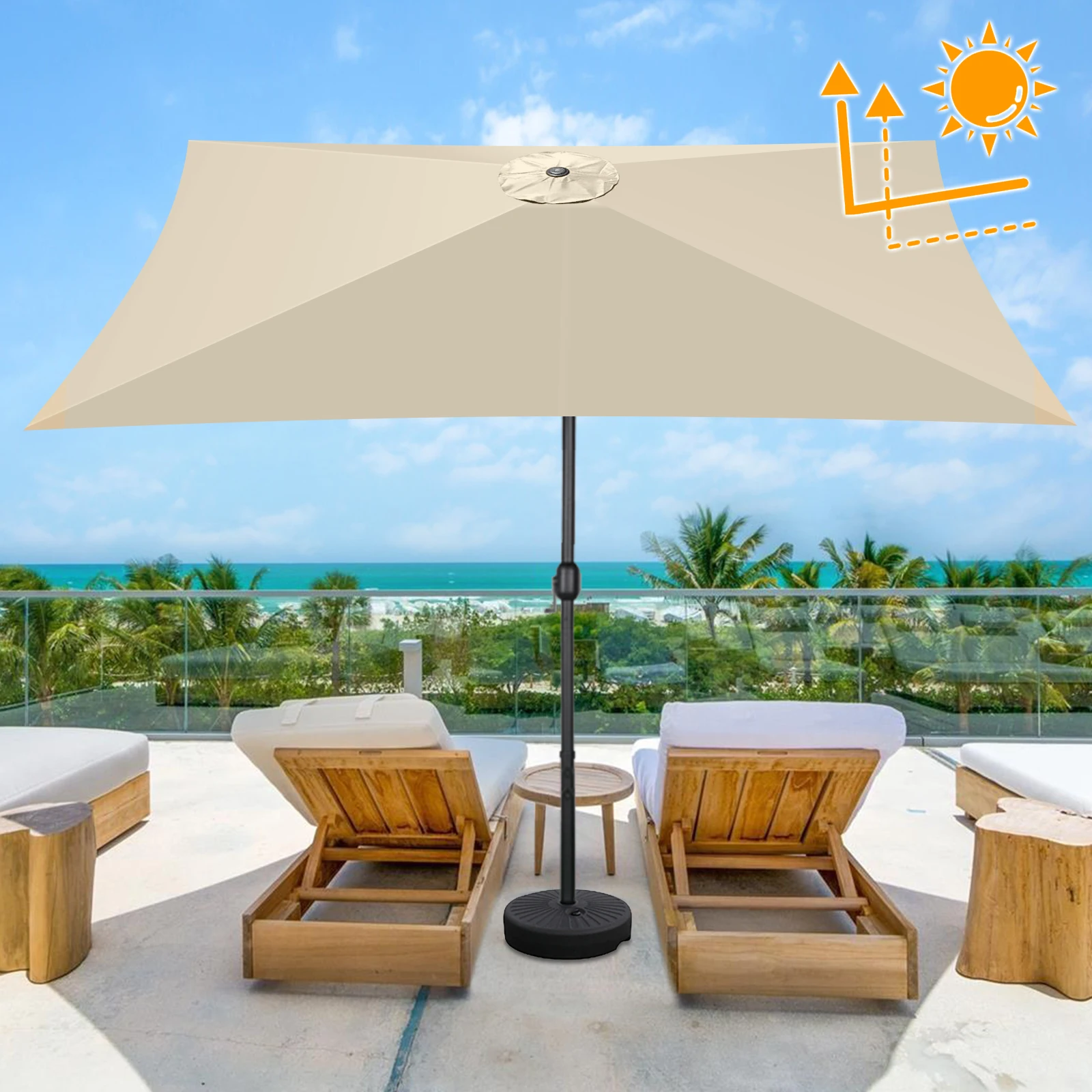 

2x3m Outdoor Parasol Replacement Cloth without Stand Outdoor Garden Patio Banana Umbrella Cover Waterproof Sunshade Canopy