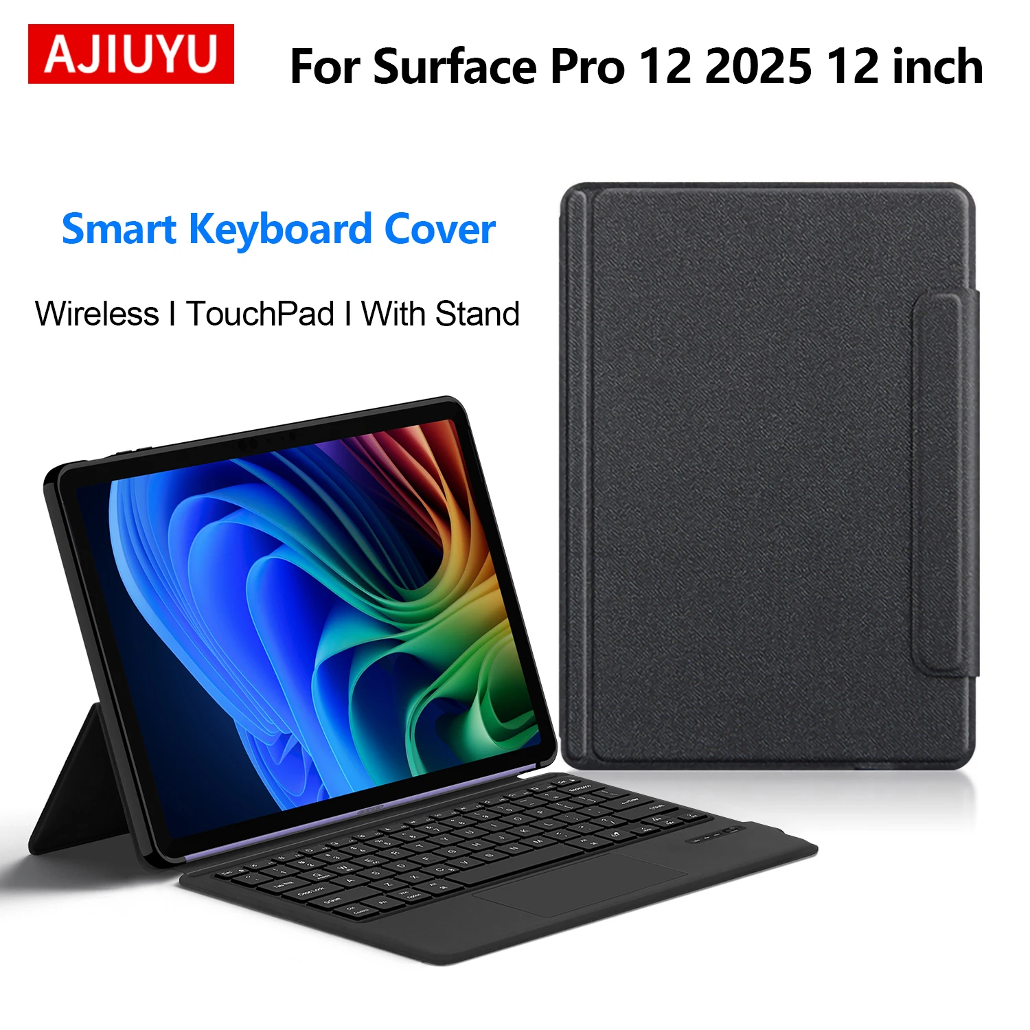 

AJIUYU Smart TouchPad Keyboard For Microsoft Surface Pro 12 2025 12 inch Case Wireless BT Tablet Keyboard Stand Folio Cover
