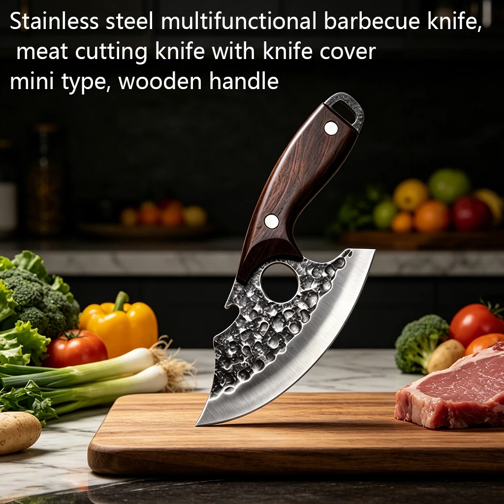 WXCOO Stainless Steel Kitchen Knife Unique Wooden Handle Meat Cleaver Forged Chinese Slicing Knife Gift with Kitchen Peeler view 4