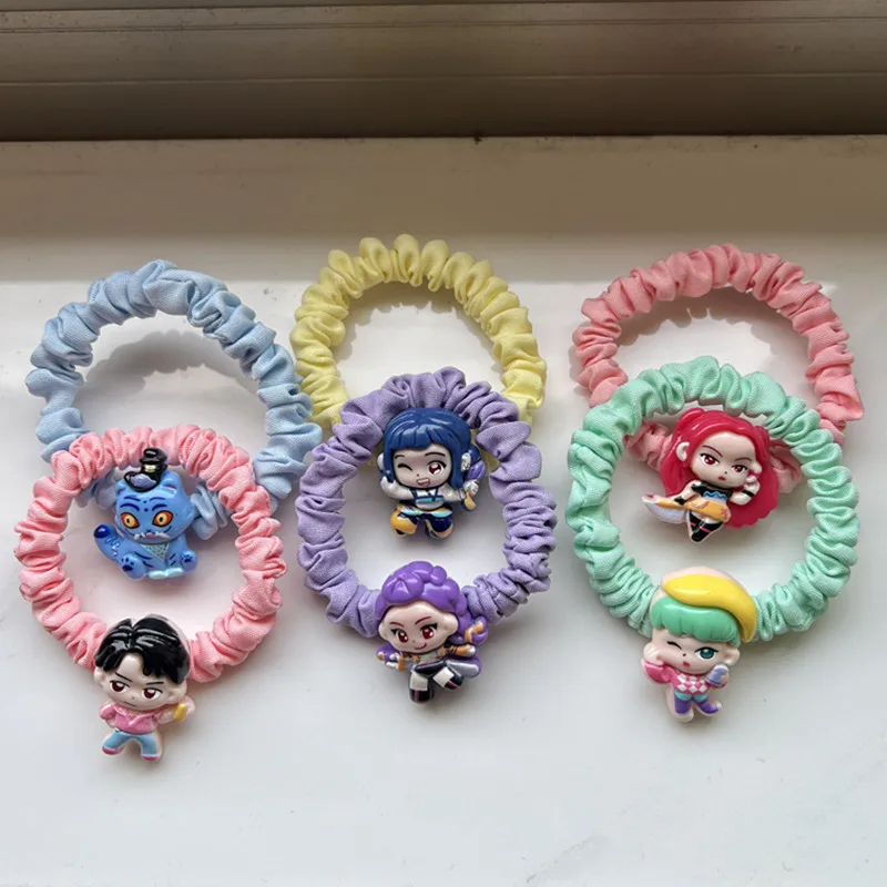Hot Sell Demon Hunter Cartoon Hair Ties Cute Hair Ropes Set Women's High Elastic Hair Girls Circles Ponytail Fixator Accessories