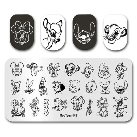Stamp Plate MouTeen-148 Big Disney Mickey Mouse Nail Stamping Plates Manicure Set For Nail Art Stamper