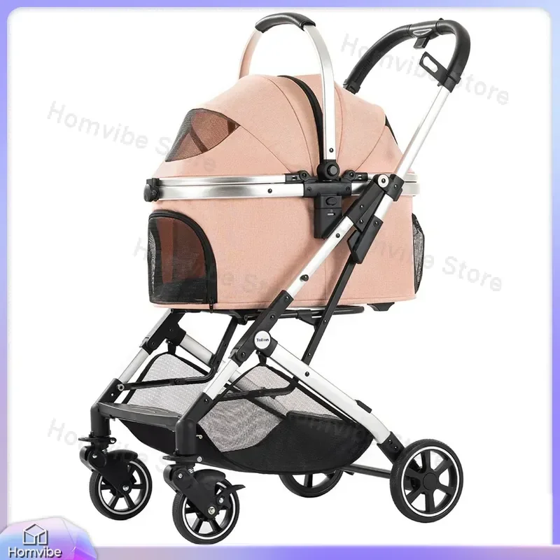 Lightweight Pet Stroller for Small Medium Dogs Cats Foldable Dog Cart Portable Puppy Carrier Outdoor Walking Trolley with