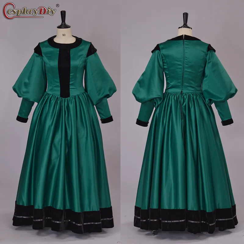 

Cosplaydiy Revolution Georgian era Victorian Ball Gown civil war southern belle dress green ball gown custom made Halloween suit