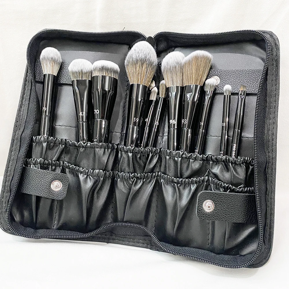 

Pro Black Makeup Brushes Set 11pcs - Soft Synthetic Bristles Face Eye Cosmetic Tools for Powder Blush Eyeshadow