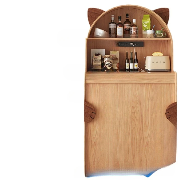 

Xl Retractable Folding Dining Sideboard Cabinet Integrated Solid Wood Dining Tables and Chairs Combination