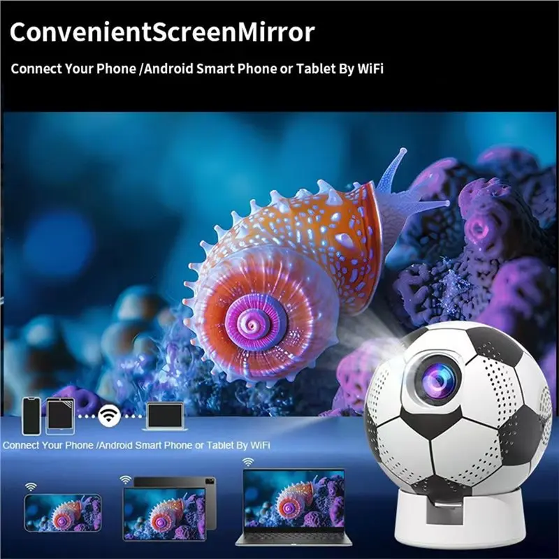 【PUBLICITY】Mini Projector With Wifi And Bluetooth,360° Rotatable Portable Movie Projector,Supports 4K 1080P HD For,Phone TV