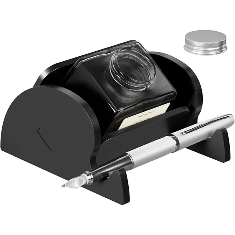 Universal Black Acrylic Inclined Pen Holder Anti-slip Base Desktop Ink Fixed Rack Stationery Storage Organizer Accessories
