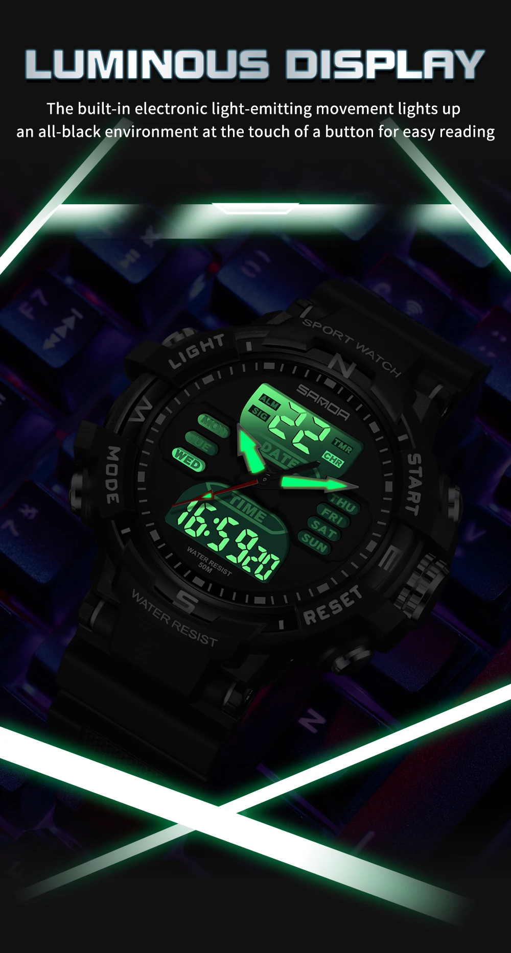 Sanda 6176 najlepiej sprzedający się zegarek elektroniczny budzik wielofunkcyjny zegarek modny i modny wodoodporny zegarek elektroniczny