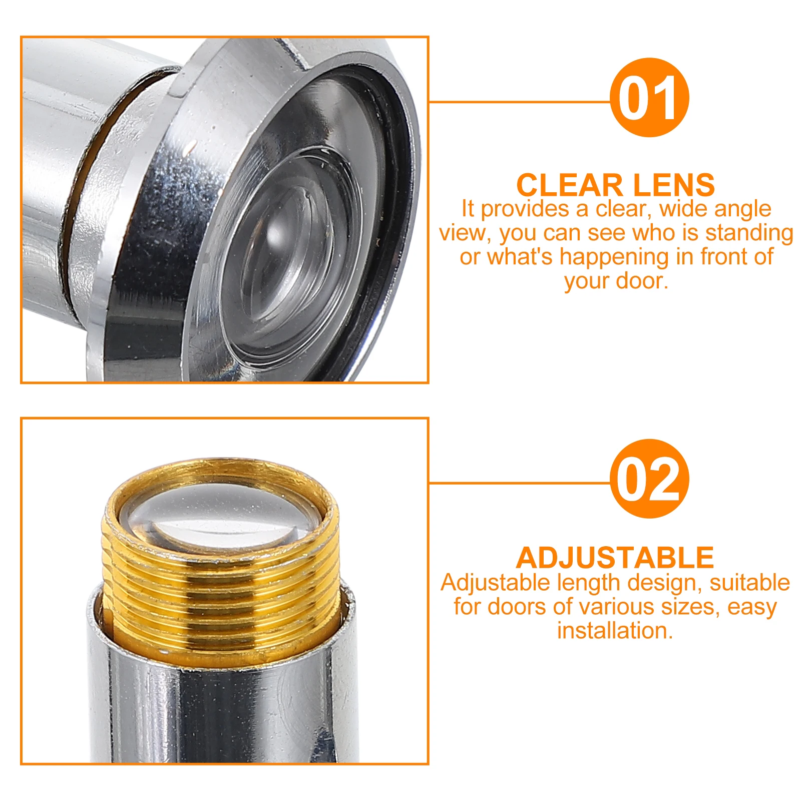 

220-Degree Glass Lens Zinc Alloy Viewer Security Peephole Wide Angle Safety Home Hotel Office Furniture Door Adjustable Door