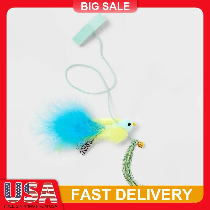 

Blue Hanging Cat Toy with Bell Interactive Bird Teaser Soft Fabric Pounce Play Kitten Exercise Activity Pet Supplies