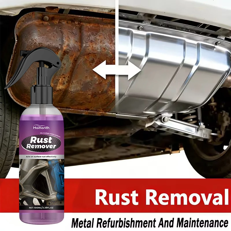 Large Capacity Powerful Car Rust Remover Spray - Exhaust/Wheel Care, Metal Powder Remover.