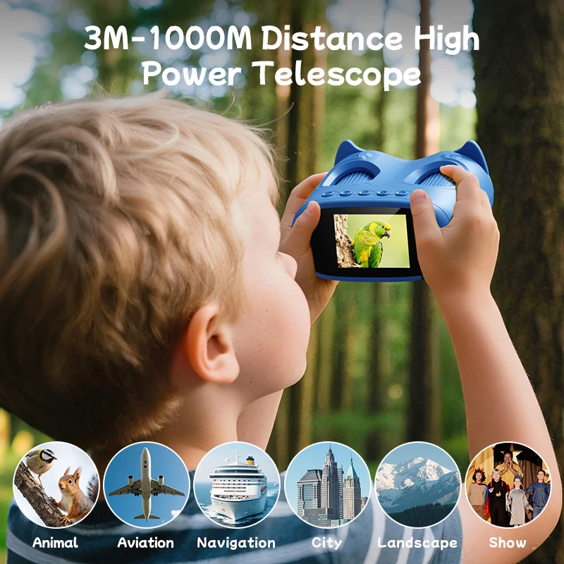 Microscope and Telescope 2 In 1 Children's Optical Educational Toys 2MP HD Camera Kids Microscope 1000x Halloween Christmas Gift