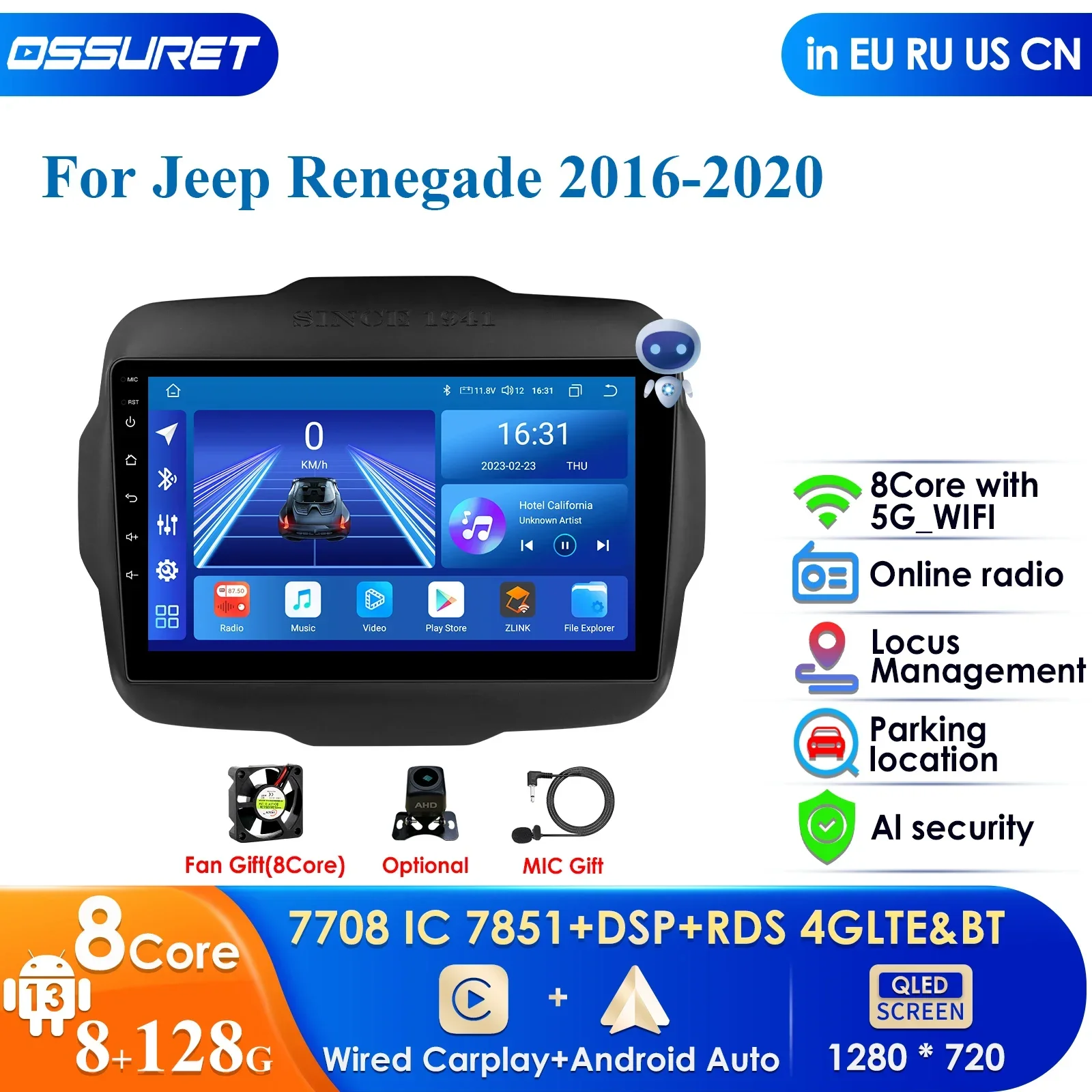 

9" 10.33'' 4G Carplay 2din Android 12 Car Radio Multimedia Video Player GPS Navigation for Jeep Renegade 2016 - 2020 Head Unit