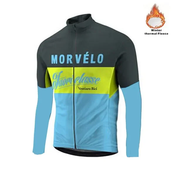 Morvelo Winter Thermal Fleece Men\'s Cycling Jersey Long Sleeve Ropa Ciclismo Bicycle Wear Bike Clothing Maillot