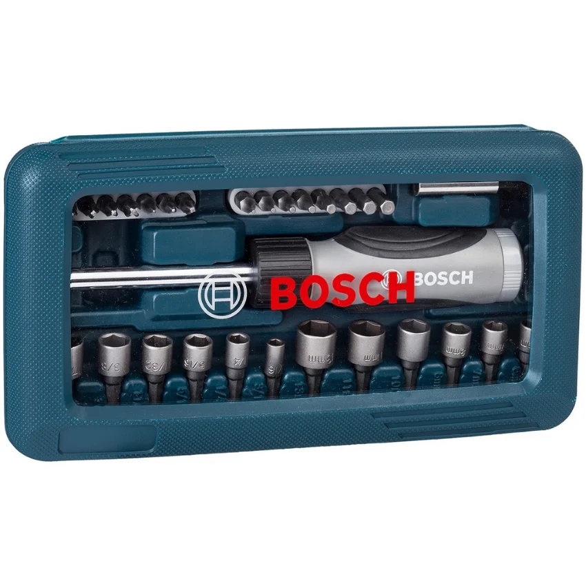 BOSCH 46pcs Ratchet Screwdriver Set Hand Tool Kit Household Hardware Toolbox Combination Multi-function Electrician Carpenter