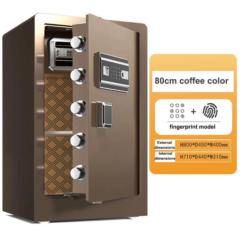 custom.Home 80cm Password Model Safe Box with and Electronic Digital Lock Black/Coffee All  Steel  Safe Box