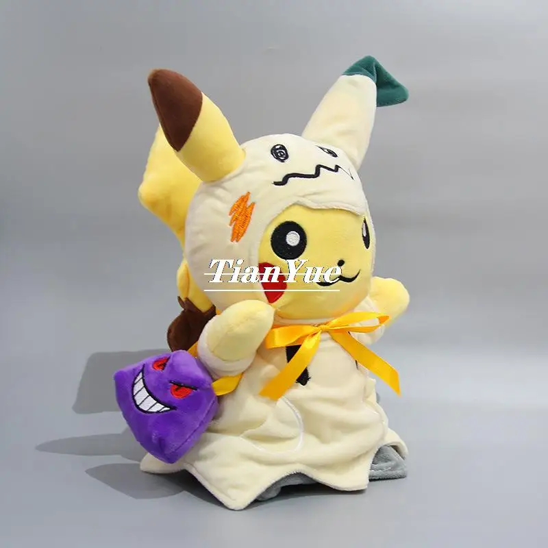 Cute Pokemon doll Pikachu Cross dressing series Halloween cosplay Mimikyu soft Stuffed Pussy children's Christmas Gift Toys 30cm