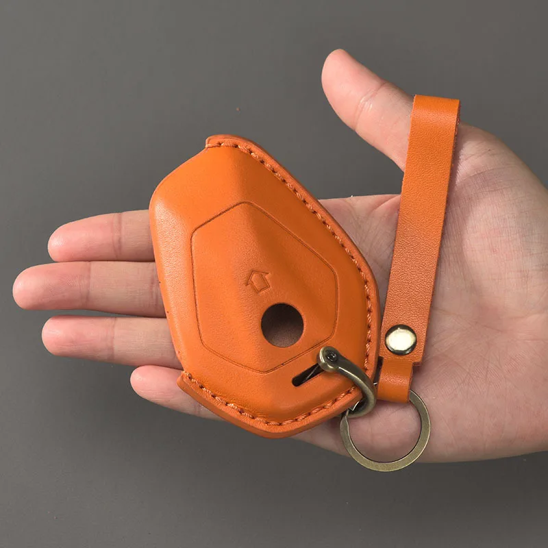 Handmade Premium Cowhide Leather Key Fob Cover For BMW R1300GS R1250GS R12 nineT Motorcycle Key Pouch Keychain view 4