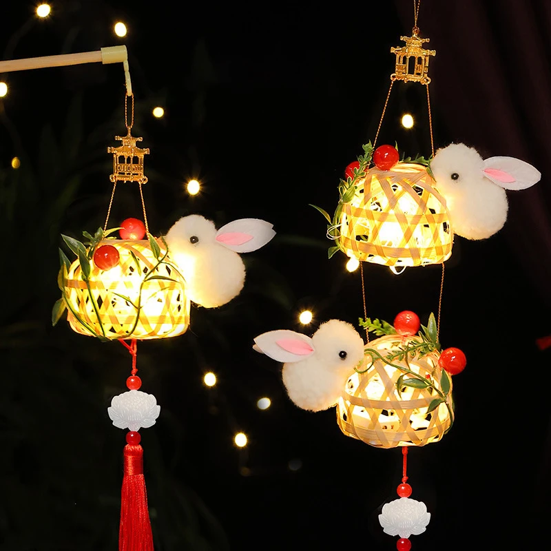 Chinesische Mid-Autumn Festival Laterne Kaninchen leuchtende handgemachte DIY Laterne Material Kit Bambus Weben Laterne Lichter Geschenk