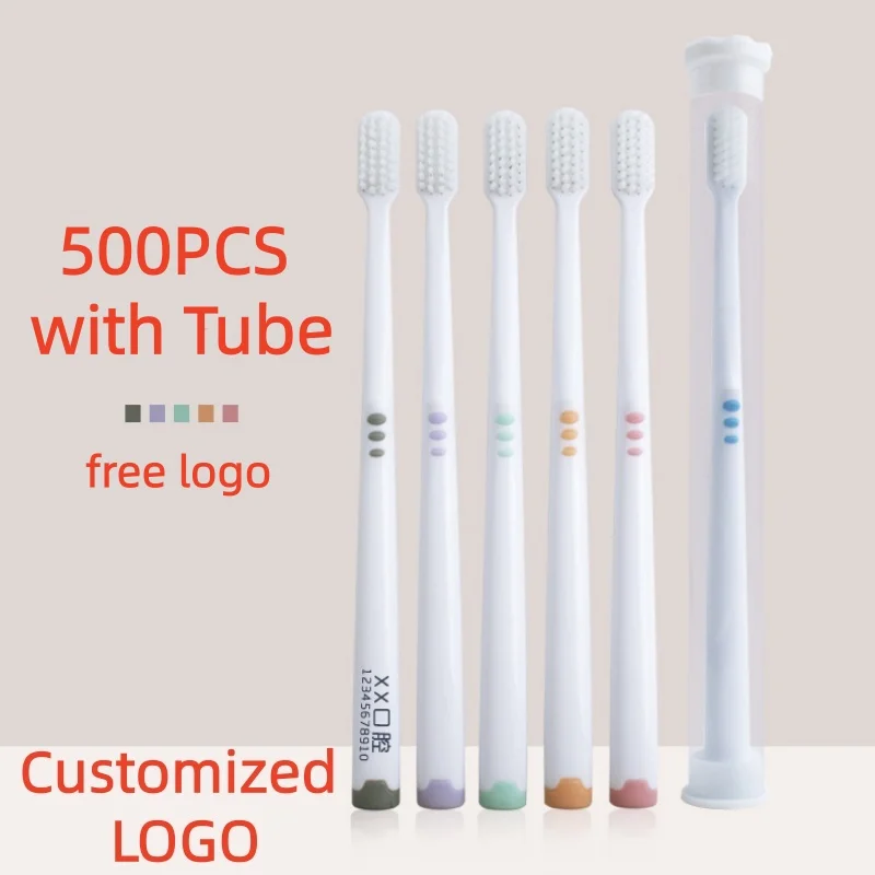 500pcs Free Logo Manual Toothbrushes 10000+ Ultra Soft Bristle Portable Softex Bristles for Sensitive & Receding Gums with tube