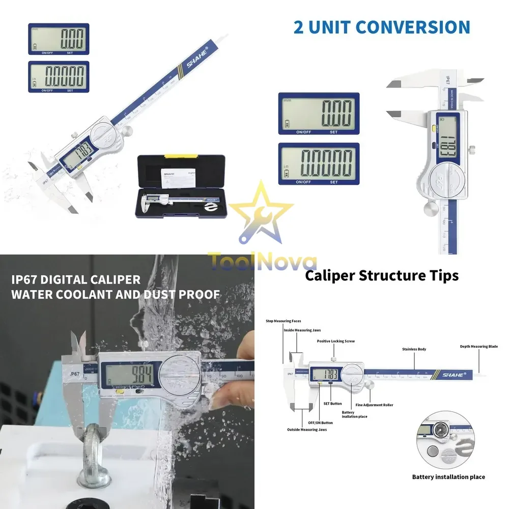 SHAHE IP67 0-200 mm Waterproof Digital Caliper Stainless Steel Vernier Caliper Electronic Caliper