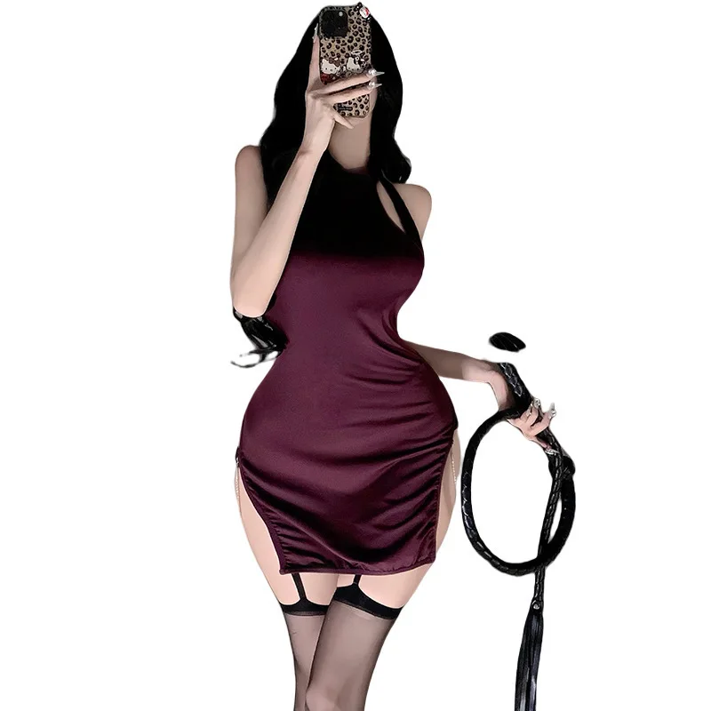 

Hot Sexy Dress Sexy Hollow Back Hanging Neck Tight Binding Sleeping Dress Pure Desire Evening dress dresses Woman clothing