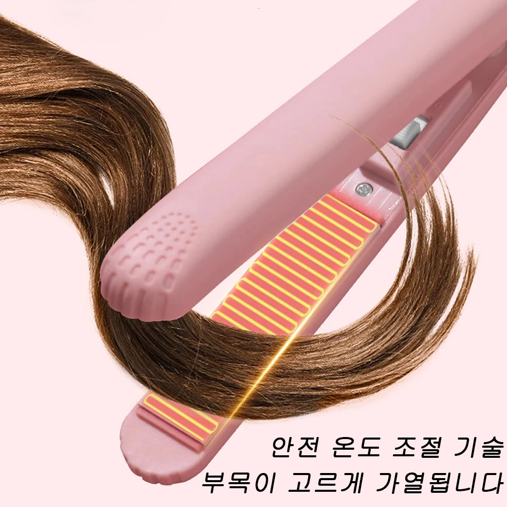 부드러운 마무리를 위한 핑크 세라믹 플랫 아이언 헤어 스트레이트너 세라믹 플로팅 플레이트 ... - 1
