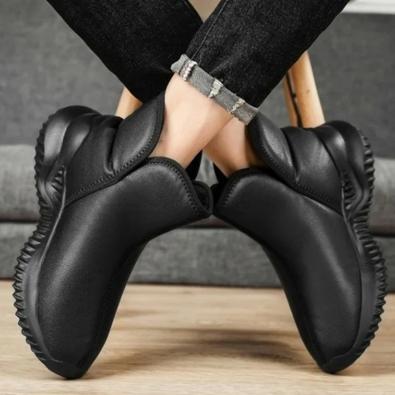 

2025 New Men's Outdoor High Top Snow Boots Fleece Padded Thickened Warm Anti Slip Thick Bottom Northeast Style Cotton Shoes