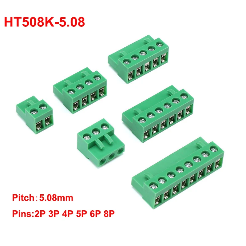 10PCS 5.08MM HT508V HT508R HT508K Straight Pin/Right Angle Socket /Plug 2P3P4P-8P PCB Terminal Block Terminal Plug connector