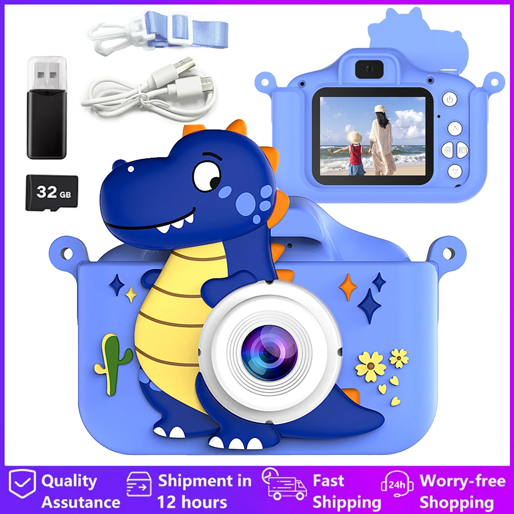 Mini Kids Cameras Cute Digital Children Camera With 32G Card Educational Toys 1080p HD Video Shooting For Baby Birthday Gifts