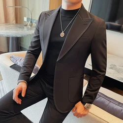 High Quality Luxury Fashion Suit Jacket For Men 2024 New Business Casual Two Buttons Slim Fit Suit Coats Wedding Tuxedo 4XL-M