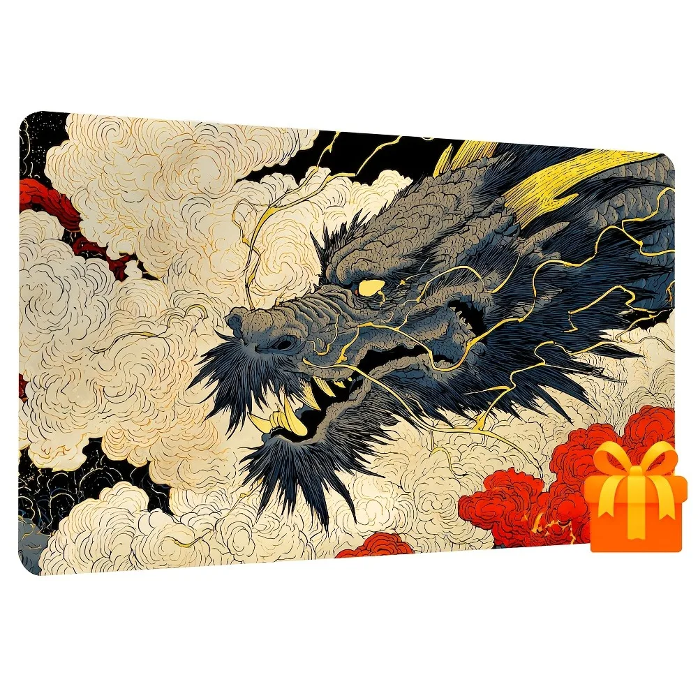 Dream theme game mat, featuring a Japanese-style dragon pattern, suitable for card games and tabletop games Anti-slip rubber mat