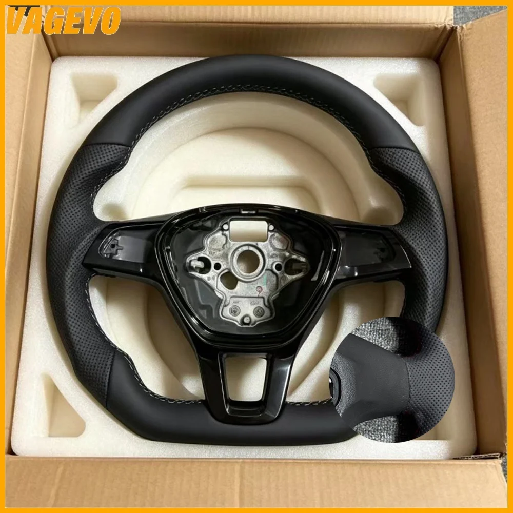 Image of Vollständig aus Leder Gefertigtes Lenkrad für VW T6 Golf MK7 Crafter Ohne Schaltwippenlöcher Auto-Zubehör
