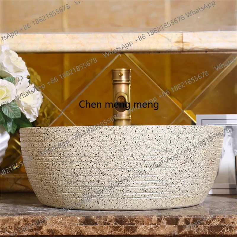 New arrive Ceramic Art Countertop Basin, Retro Washbasin, Household Stone Basin, Hotel Wash Basin Bathroom Sinks