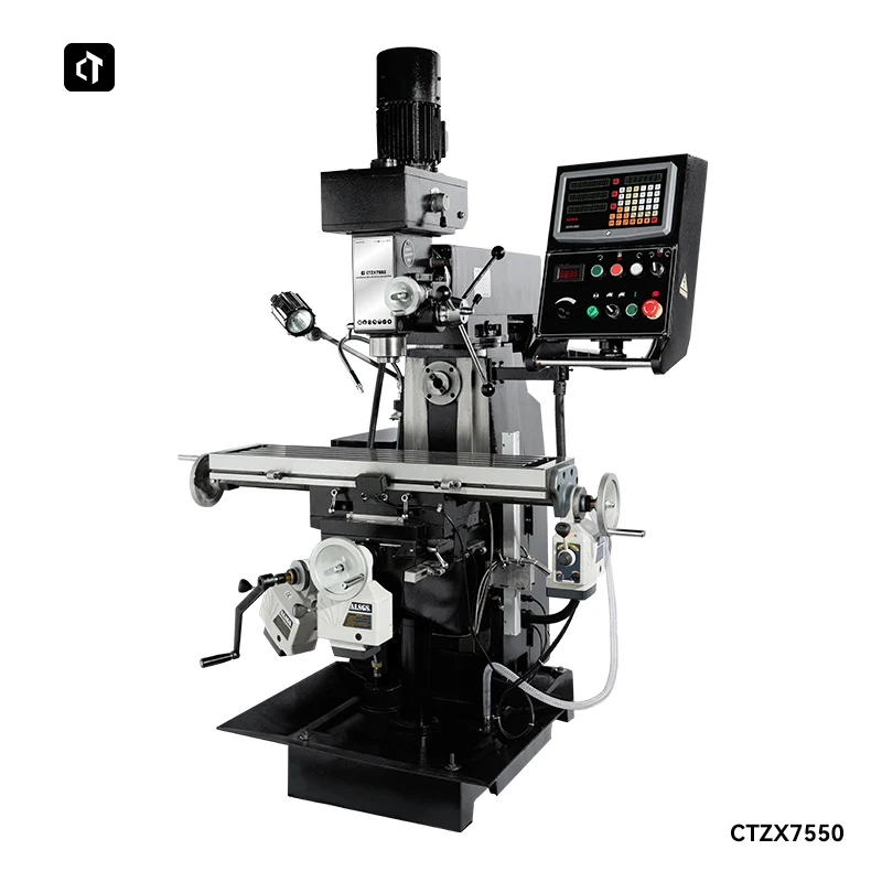 CTZX7550 Industrial High Precision Vertical Horizontal Milling Machine Gear Head Drill Mill Machine with DRO, Automatic Cutting
