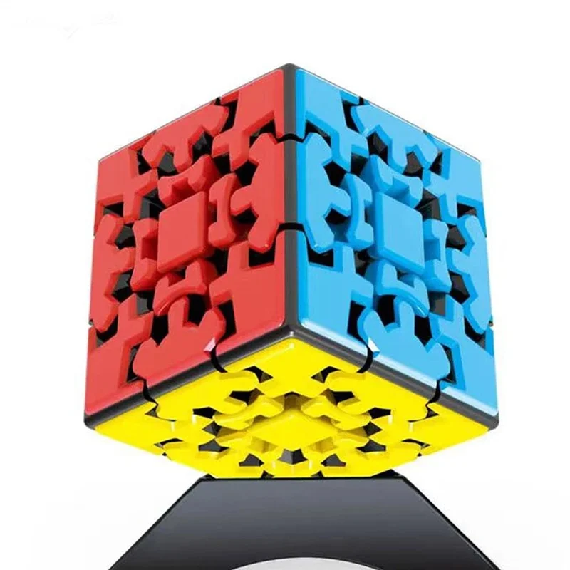 Gear Cube 3x3x3 Speed Cube Stickerless Smooth Turning Professional Puzzle Brain Teaser Sensory Quiet Fidget Toy Educational