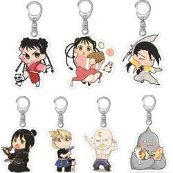 Alchemister Keychain Arcylic Cartoon Figures Edward Alphonse Elric Winry Rockbell Scar Keyring Anime Accessories Pendant