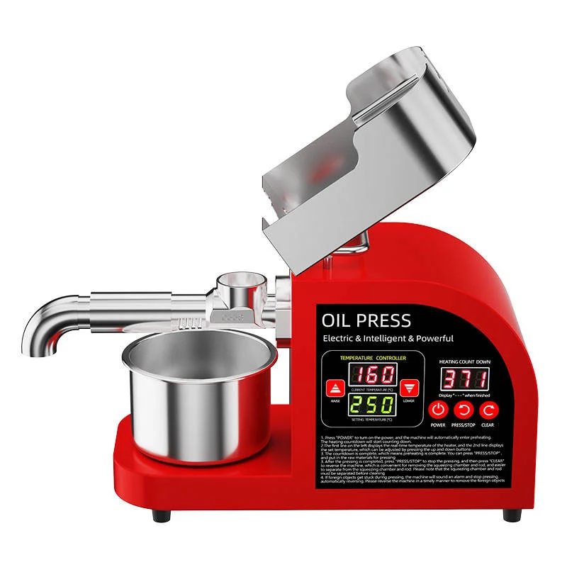 Home Use Mini Smart Stainless Steel Coconut Oil Press for Peanut Avocado Sesame Seeds Cold & Hot Pressing New Condition