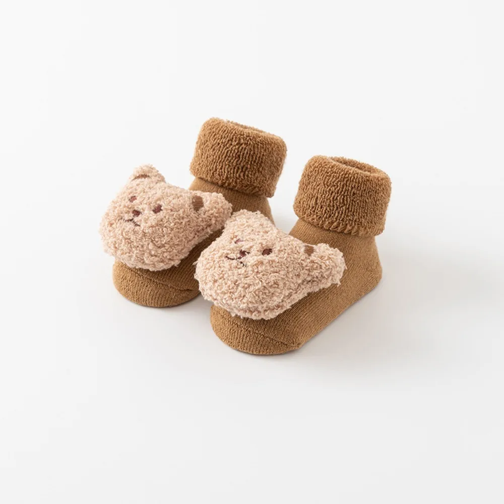 Thickening Combed Cotton Winter Soft Cotton Bear Socks Little Bear Anti Slip Soled Sock Antiskid Newborn Toddler Sock Girl