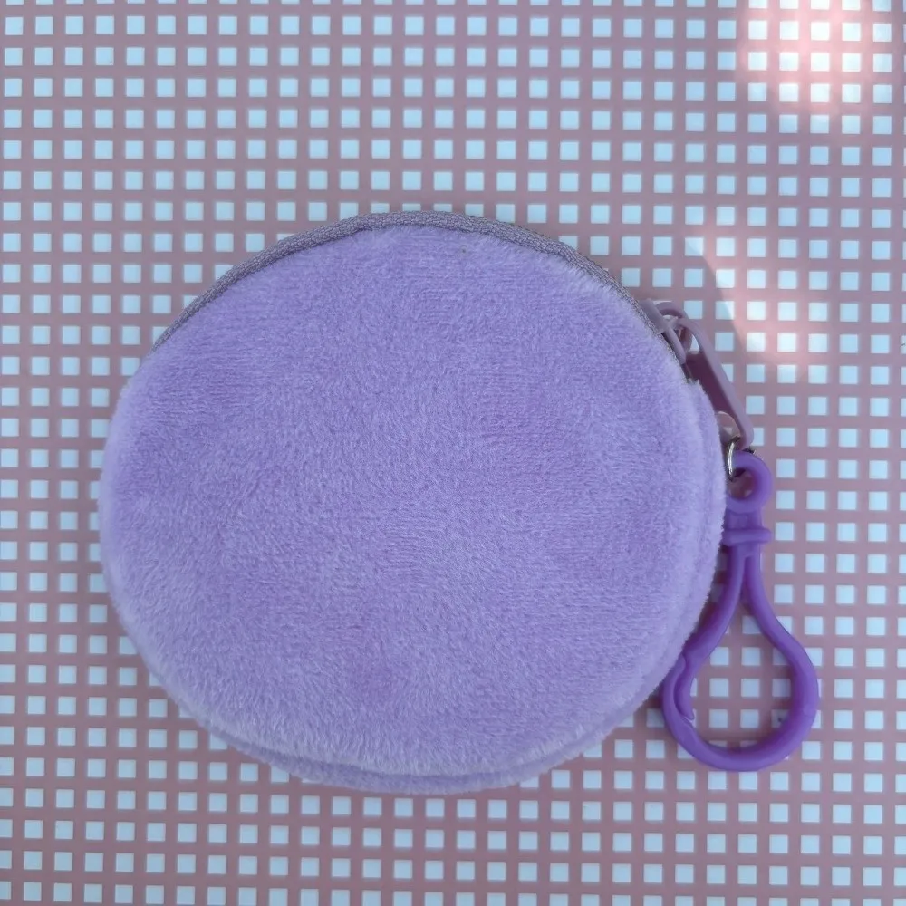

New Solid Color Coin Purse Round Shape ID Card Bag Kawaii Style Minimalist Style Keychain Wallet Women's Use