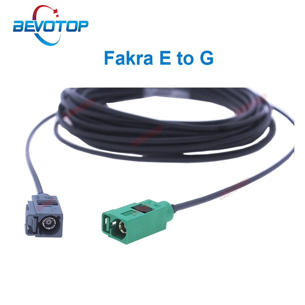 1PCS RG174 Fakra Cable Green E to Grey G Male / Female Pigtail BEVOTOP Auto Wire Harness Custom-made Fakra Jumper 10CM~20M