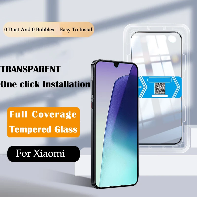 

3D One-click Installation Kit Tempered Glass For Xiaomi Redmi 14C 14R 13 13C A3X 10A 10C K70 Ultra K60e K50 Pro Screen Protector