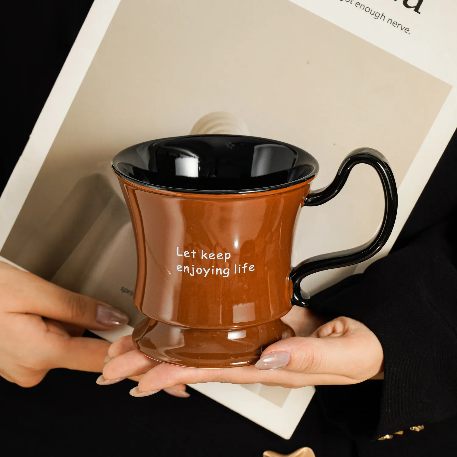 Niche design ceramic cup large capacity tall water cup