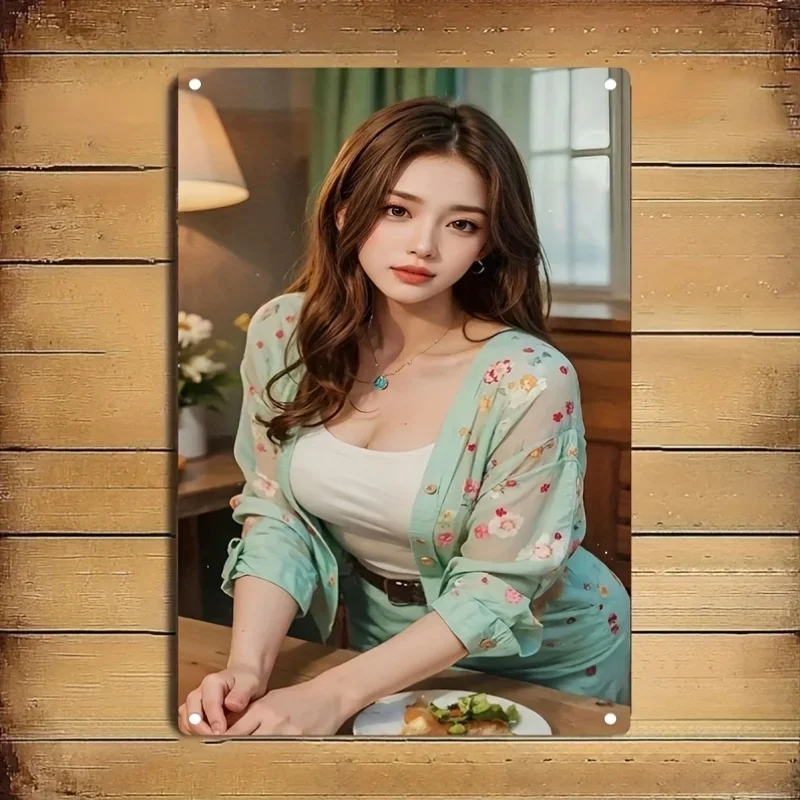 

2D Flat, Elegant Floral Metal Wall Art Sign - Iron Paint, Waterproof & Dustproof, Ideal For Home, Bar, Cafe Decor - Perfect Holi