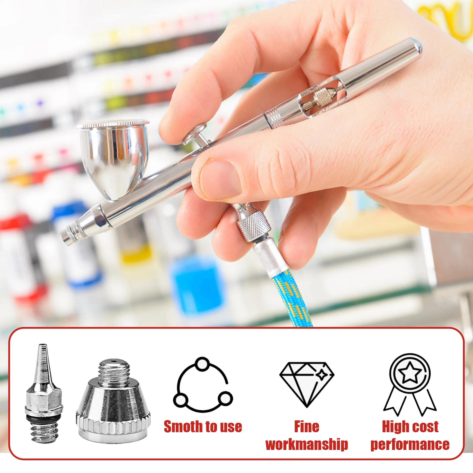 Imagem -05 - Conjunto 0.2 0.3 0.5 mm Aerógrafo Bico Agulha Aerógrafos Pistola de Pulverização Pulverizador de Tinta Peças de Reposição Acessórios da Ferramenta Pcs